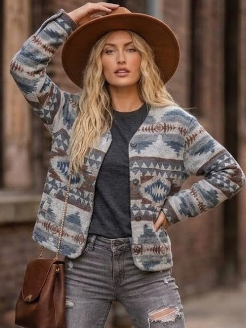 Women's Tribal Aztec-Print Jacket Sz Medium